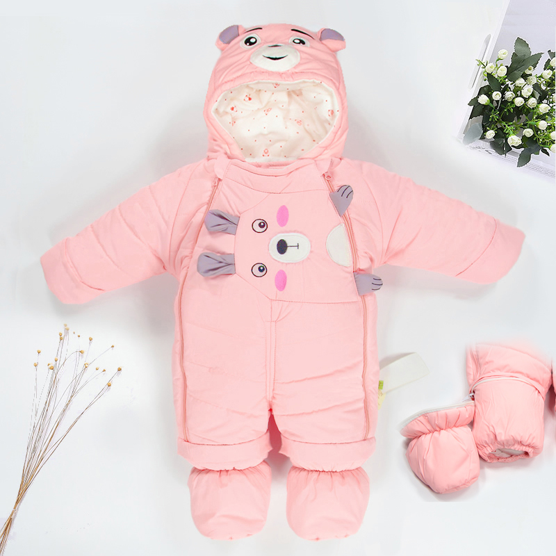 冬季包脚婴儿连体衣加厚外出服