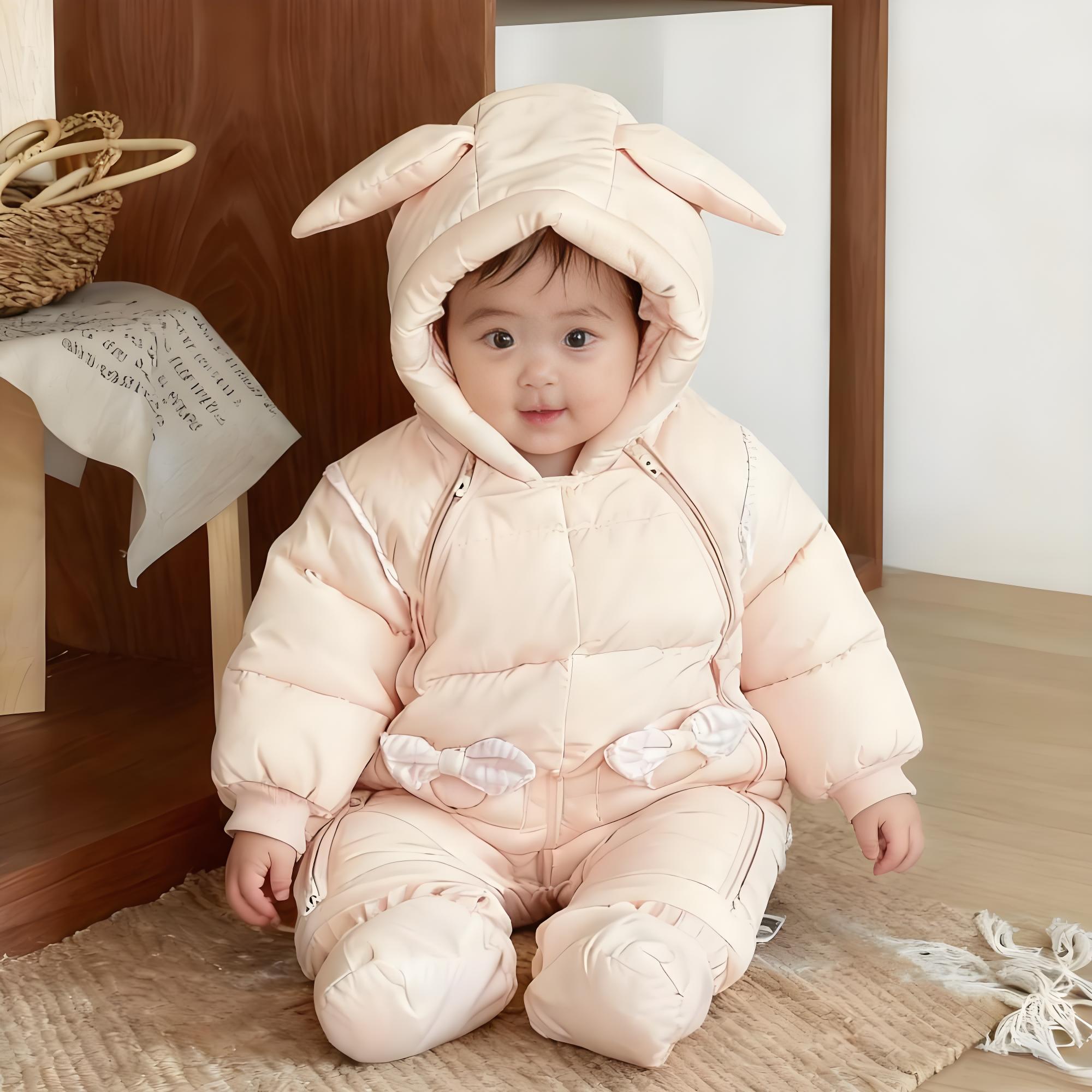 90%真羽绒连体衣白鸭绒包脚可拆