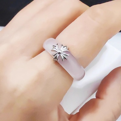 925纯银玉髓镶钻十字架戒指