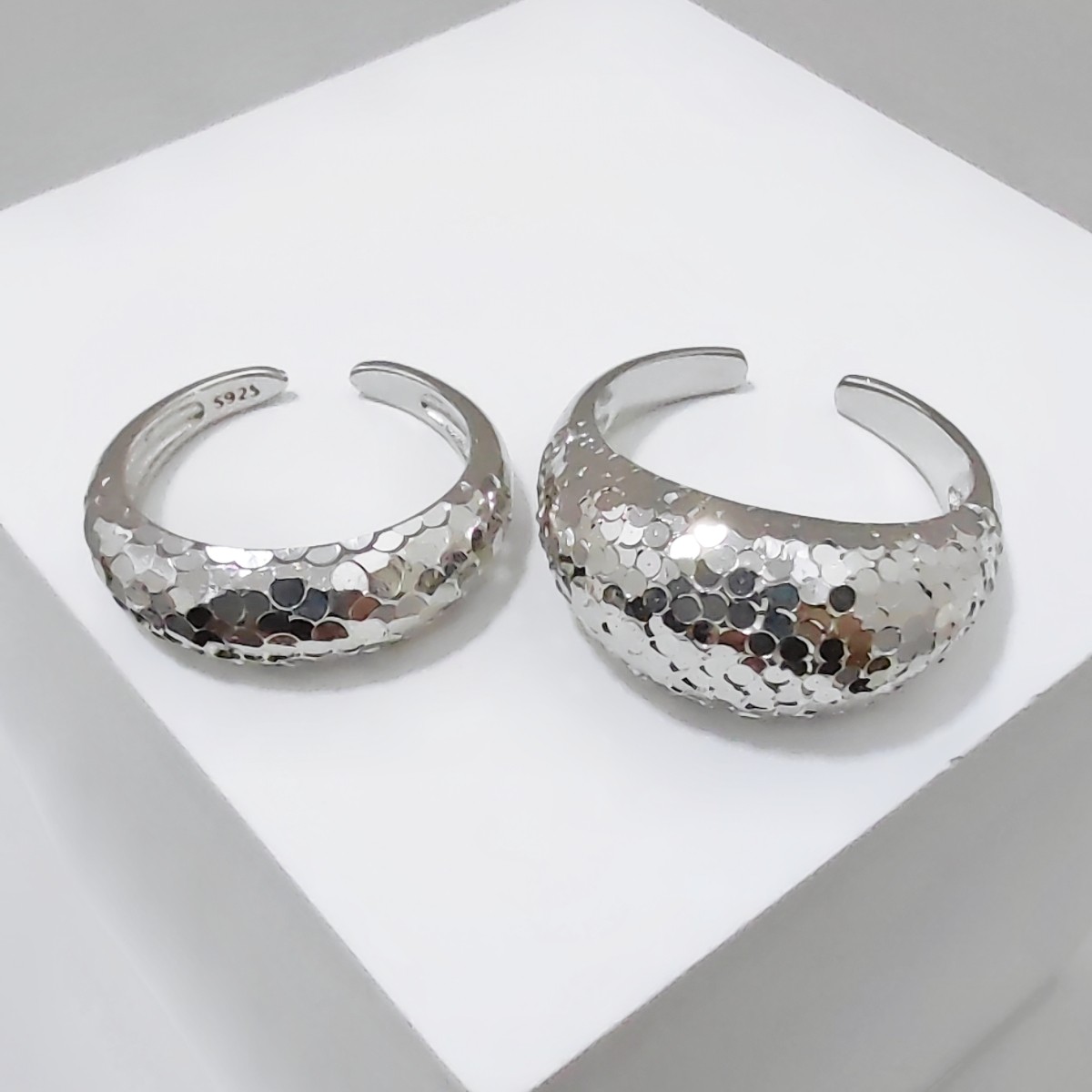 S925纯银碎冰冰龙鳞亮片戒指女简约时尚个性精致波光粼粼开口指环,饰品/流行首饰/时尚饰品新,戒指/指环,淘宝优惠券,粉丝福利购,淘宝优惠卷