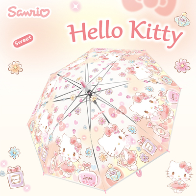 三丽鸥kt猫透明半自动长柄伞