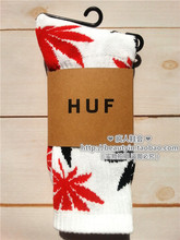 【正品】HUF枫叶袜子男女同款情侣潮流网红加厚毛圈中筒袜白红黑