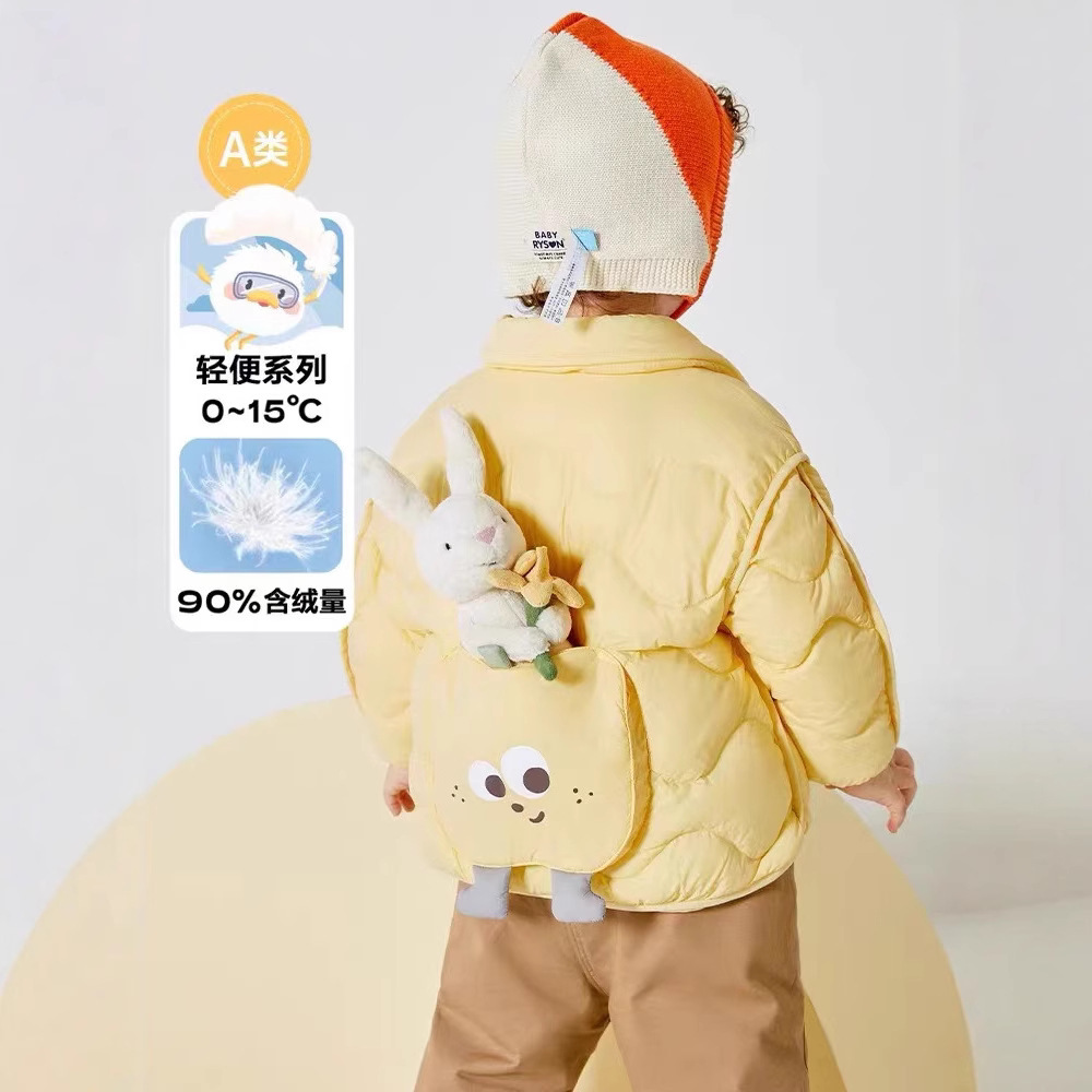 儿童婴儿羽绒服男童儿童冬装女童短款外套造型潮2024新款轻薄