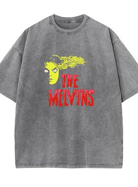 The melvins摇滚纯棉水洗做旧蜡染新款美式圆领短袖男女半袖T恤