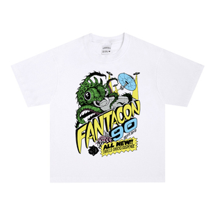 文化衫 Fantacon T恤新款 复古搞怪小圆领短袖 Convention美式