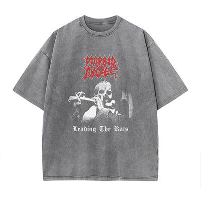 纯棉水洗做旧金属朋克T恤