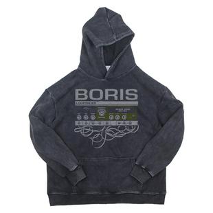 宽松boris卫衣 复古字母印花连帽卫衣男女同款 2025秋冬新款 美式