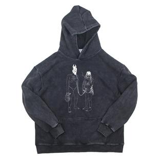 Death Grips 摇滚卫衣美式纯棉水洗宽松复古做旧连帽口袋帽衫卫衣