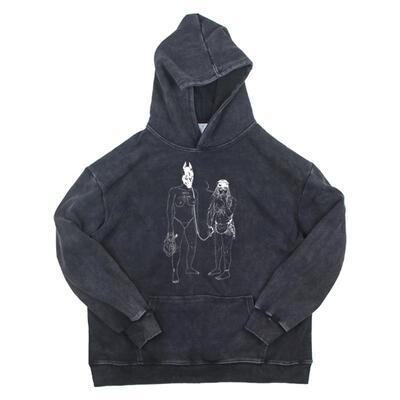 摇滚复古连帽卫衣水洗卫衣