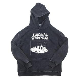 suicidal tendencies 美式宽松纯棉做旧新款复古连帽水洗卫衣帽衫