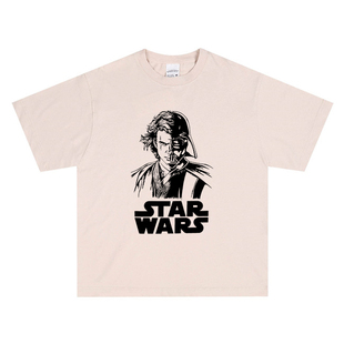 Star Wars星球大战T恤绝地武士纯棉美式复古做旧圆领短袖T-Shirt