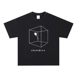 Slowdive慢潜自赏纯棉水洗复古做旧新款重磅美式圆领短袖水洗长袖