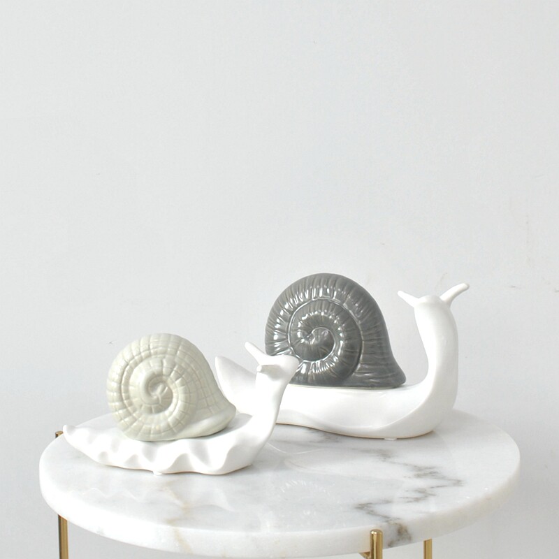 时尚北欧后现代陶瓷哑光抽象蜗牛创意小动物摆件家居家具软装饰品
