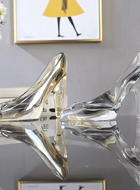 简约现代水晶玻璃高跟鞋台面摆件