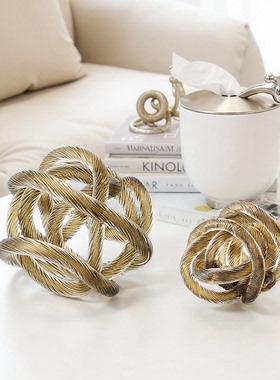 简约现代抽象玻璃缠绕绳球摆件