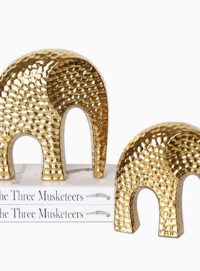 美式轻奢风抽象电镀哑金圆点大象