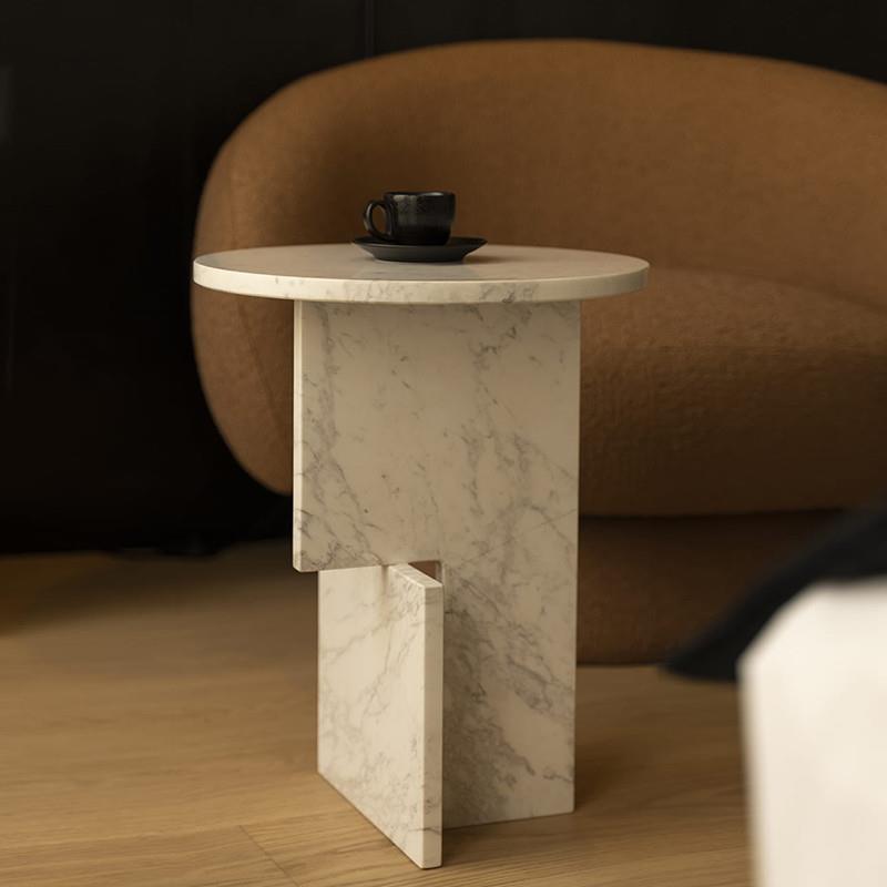 意式极简天然大理石边几现代轻奢沙发边桌客厅阳台小茶几简约角几