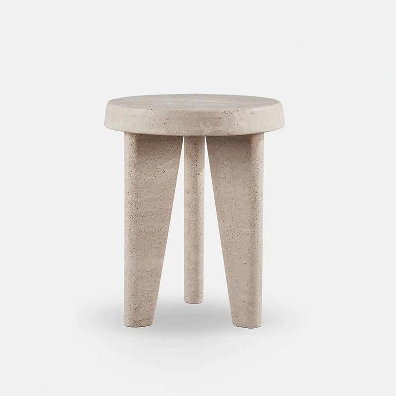 北欧轻奢极简洞石角几边桌侘寂风简约大理石高级感客厅边几咖啡桌