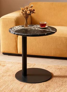意式极简圆形可移动床头边几大理石小茶几现代简约客厅沙发角几