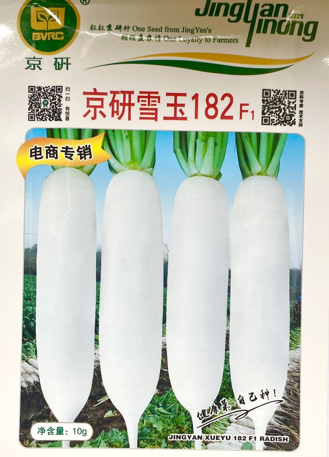 京研雪玉182白萝卜种子 四季水果萝卜蔬菜籽 农科院种子京研10克