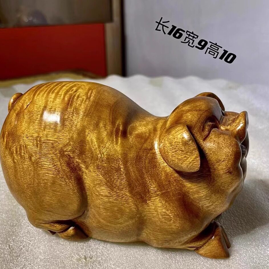金丝楠小猪摆件小叶桢楠动物摆件根雕