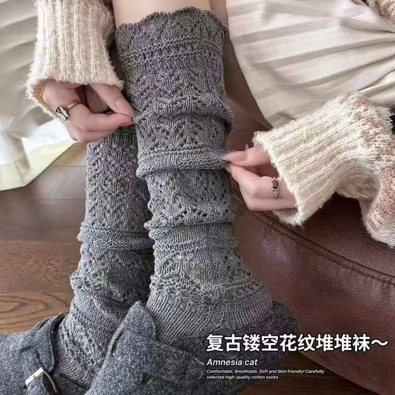 复古羊毛堆堆袜女秋冬保暖针织镂空中筒袜小腿袜毛线花边长袜简约,女士内衣/男士内衣/家居服,中筒袜,淘宝优惠券,粉丝福利购,淘宝优惠卷