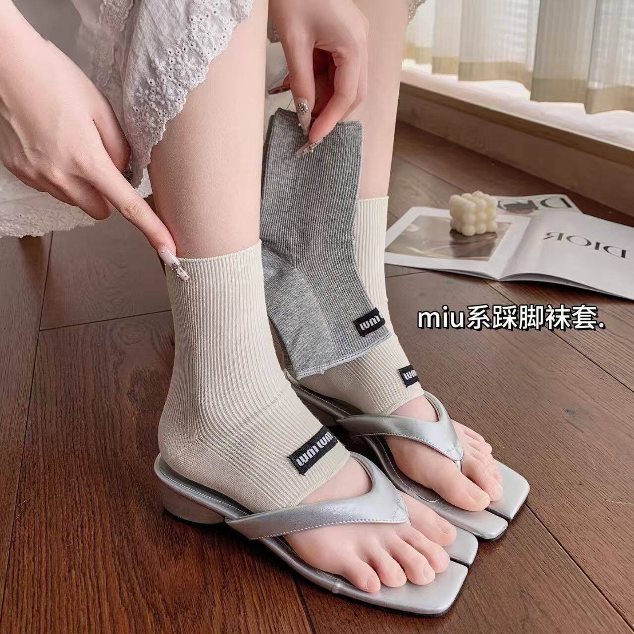 欧货ins2025年新款袜套短款芭蕾风袜子脚后跟袜子脚后跟半截袜图片
