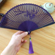新款 国风迷你扇子旗袍走秀小折叠随身携带古风礼品折扇紫色便携竹