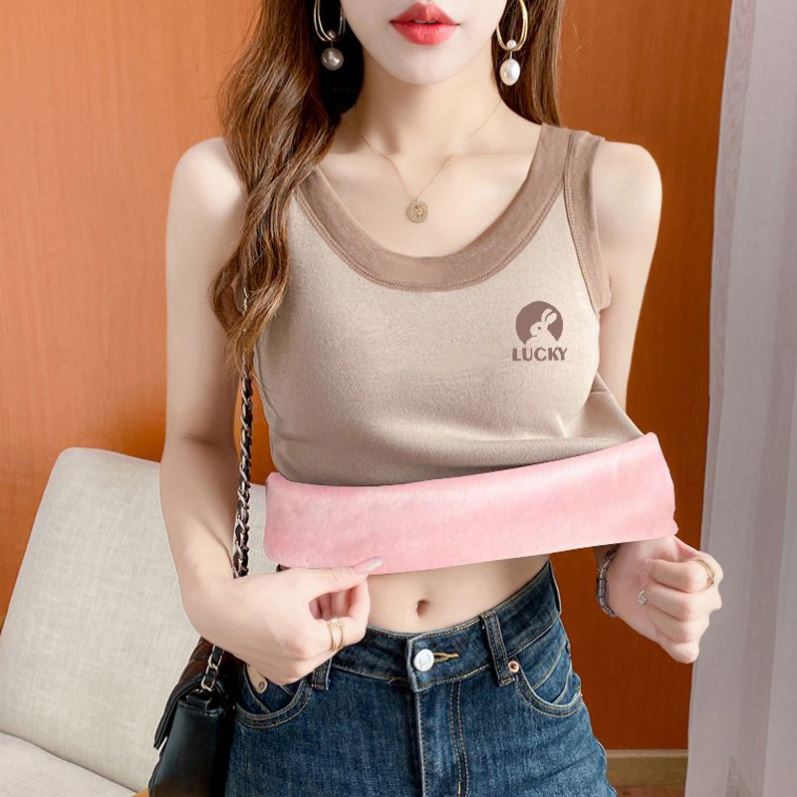 背心女加绒内搭上衣2025冬季新款韩版吊带大码打底一体绒保暖内衣