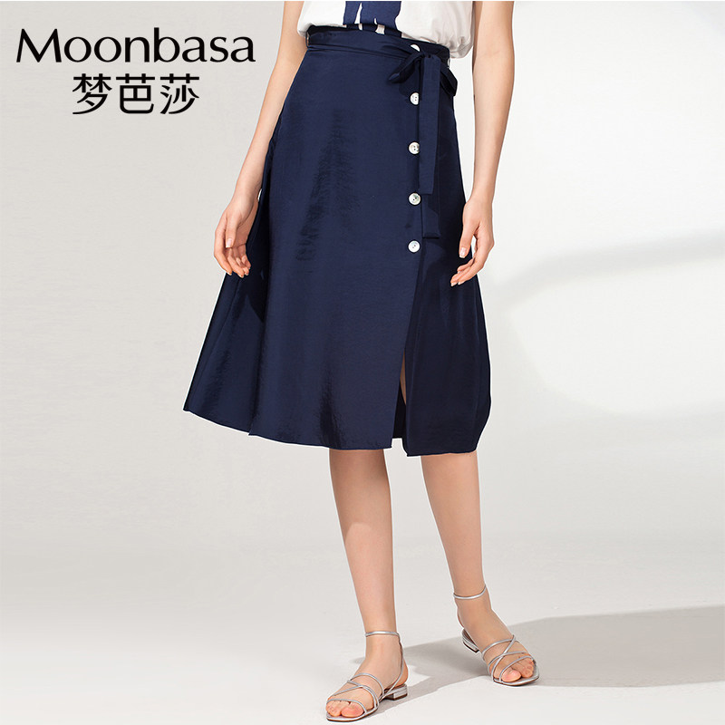 Moonbasa/梦芭莎女装工装日式裙子2019新款半身裙a字款 百搭减龄
