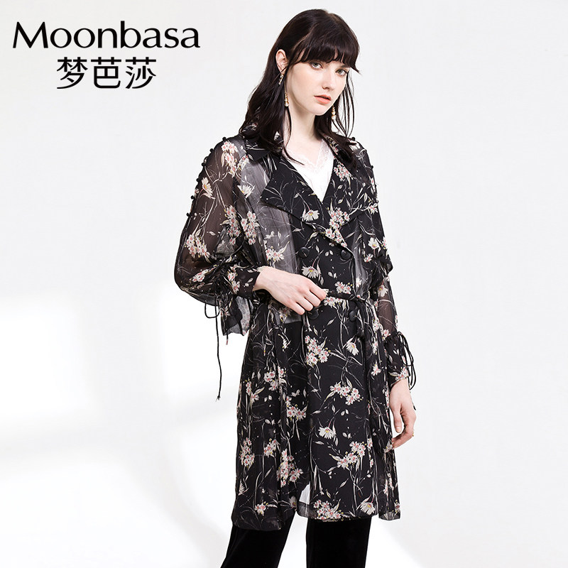 Moonbasa/梦芭莎大气百搭雪纺碎花印花外套2018春季新品