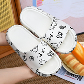 可爱卡通印花一字拖女EVA厚底防滑外穿凉拖鞋