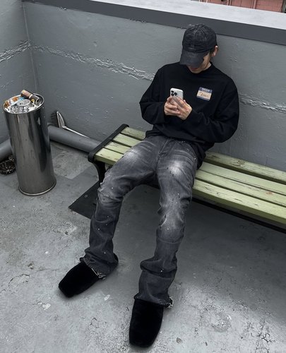 FARARCHIVE微喇泼墨牛仔长裤