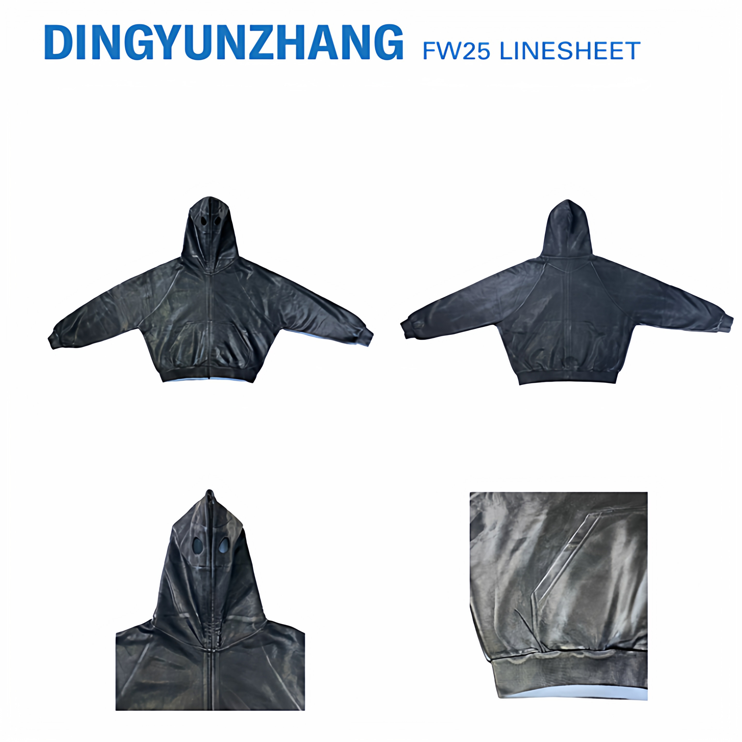 DINGYUNZHANG 25FW 涂层面罩卫衣