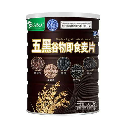 多谷客选 五黑谷物即食麦片300克/罐*1罐