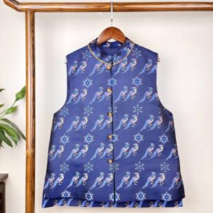 做衣服的裁缝店来图来料定制衣服新中式宋锦马甲对花手工盘扣国风