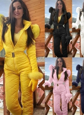 冬季北方户外时尚滑雪服外套连帽衫户外运动连体衣拉链女士滑雪服