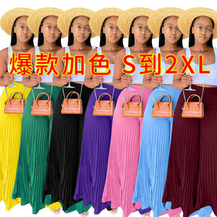 women pants summer fashion loose 2022春季新款压褶阔腿裤