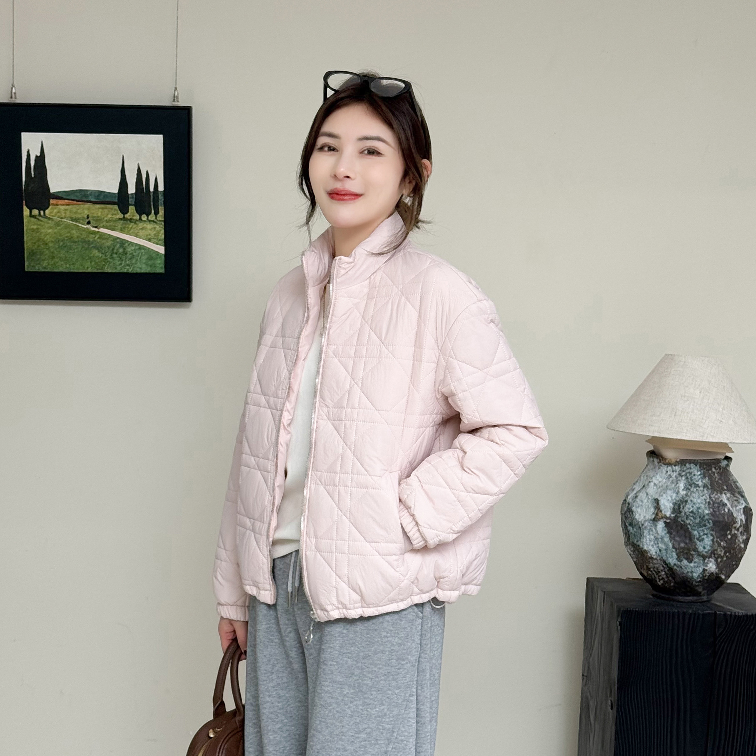 温柔风粉色立领棉衣外套女冬季新款宽松加厚保暖短款拉链菱格棉服,女装/女士精品,棉衣/棉服,淘宝优惠券,粉丝福利购,淘宝优惠卷