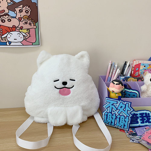 大容量可爱毛绒双肩包新款甜美白色抱枕包包玩偶公仔洋气背包批发