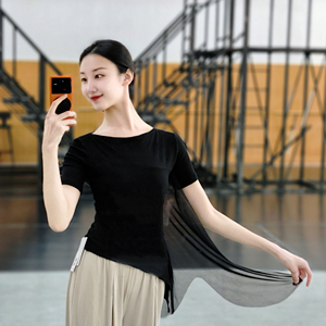 短袖古典舞纱衣中国舞服身韵形体服舞蹈上衣女新款春夏舞蹈练功服