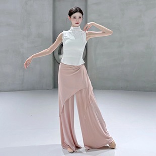 假两件拉丁舞蹈练功服中国古典舞阔腿裤 现代舞裤 子垂感芭蕾裙裤