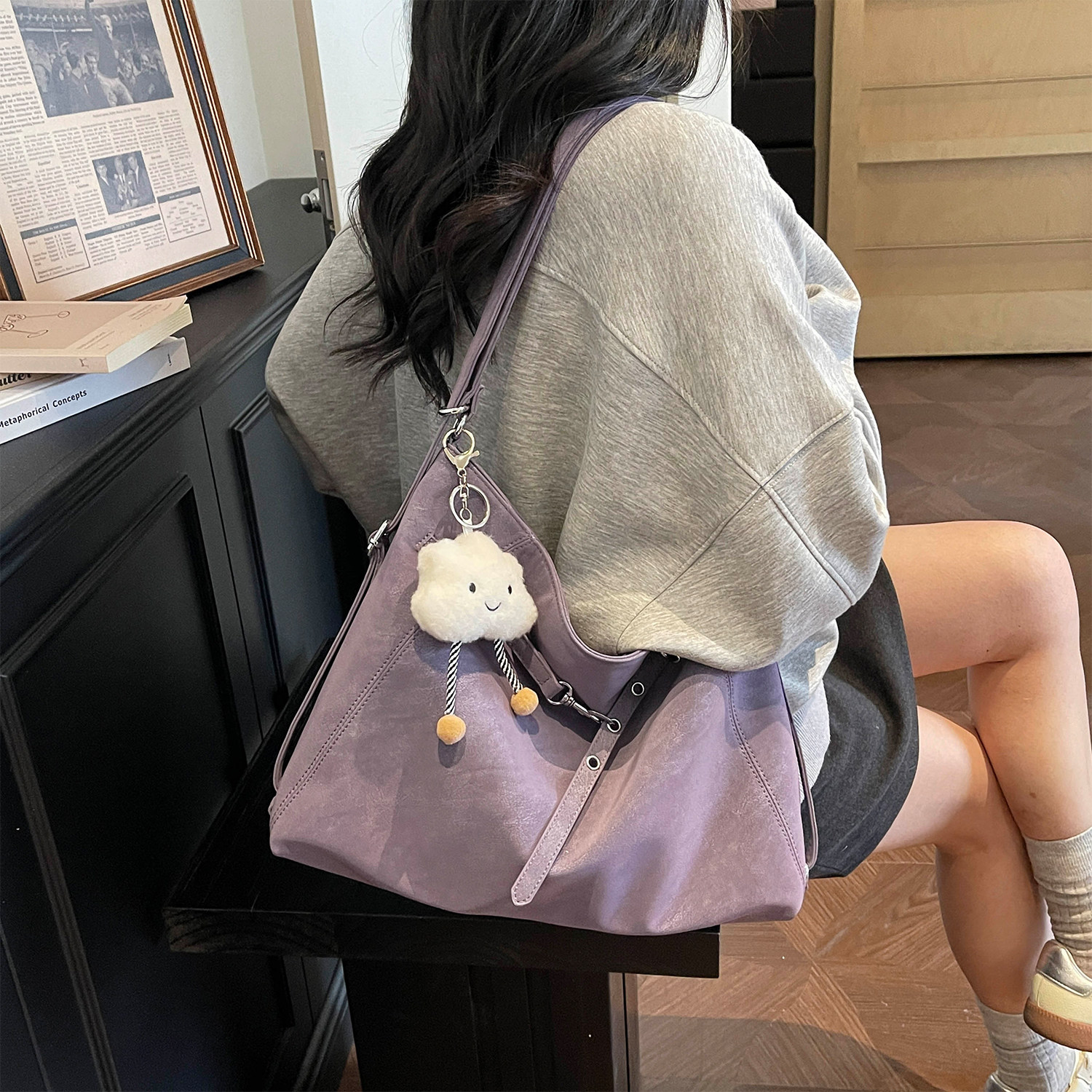 艾米兔女包2026新款百搭日常通勤韩版大容量双肩包潮流小众单肩包