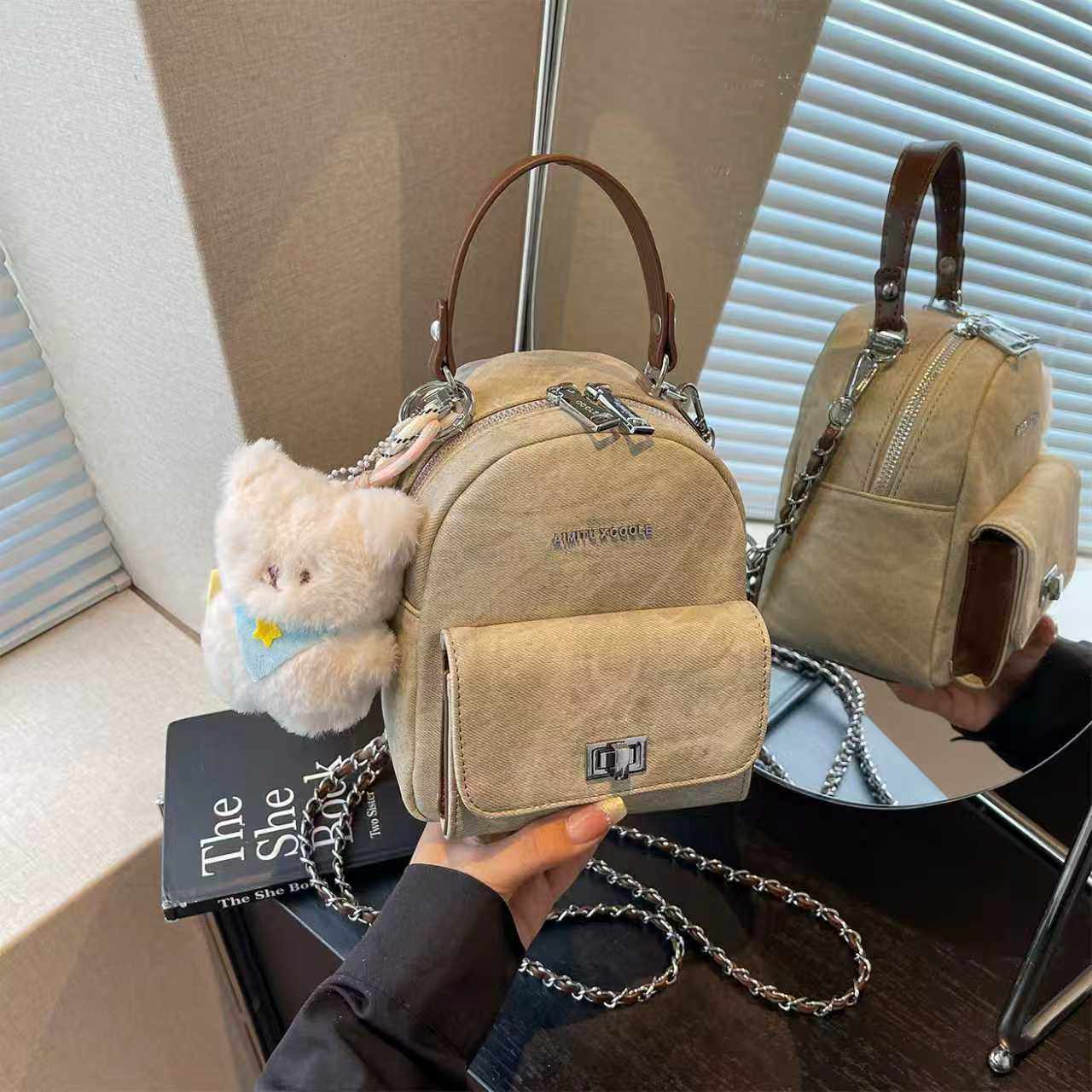 艾米兔女包2026新款日常通勤时尚百搭手提包洋气简约休闲双肩包