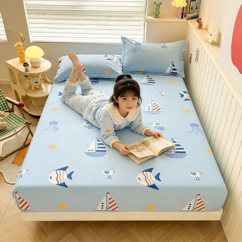 儿童床笠单件纯棉1米35一1二2五5八8棕垫薄床垫专用全棉床罩1.35m