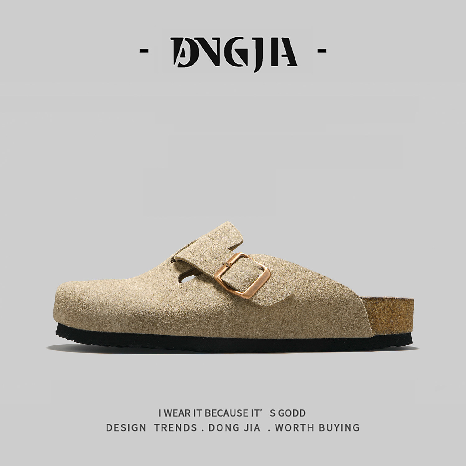 外贸日本单休闲勃肯鞋男女款夏季透气包头半拖鞋一脚蹬百搭穆勒鞋