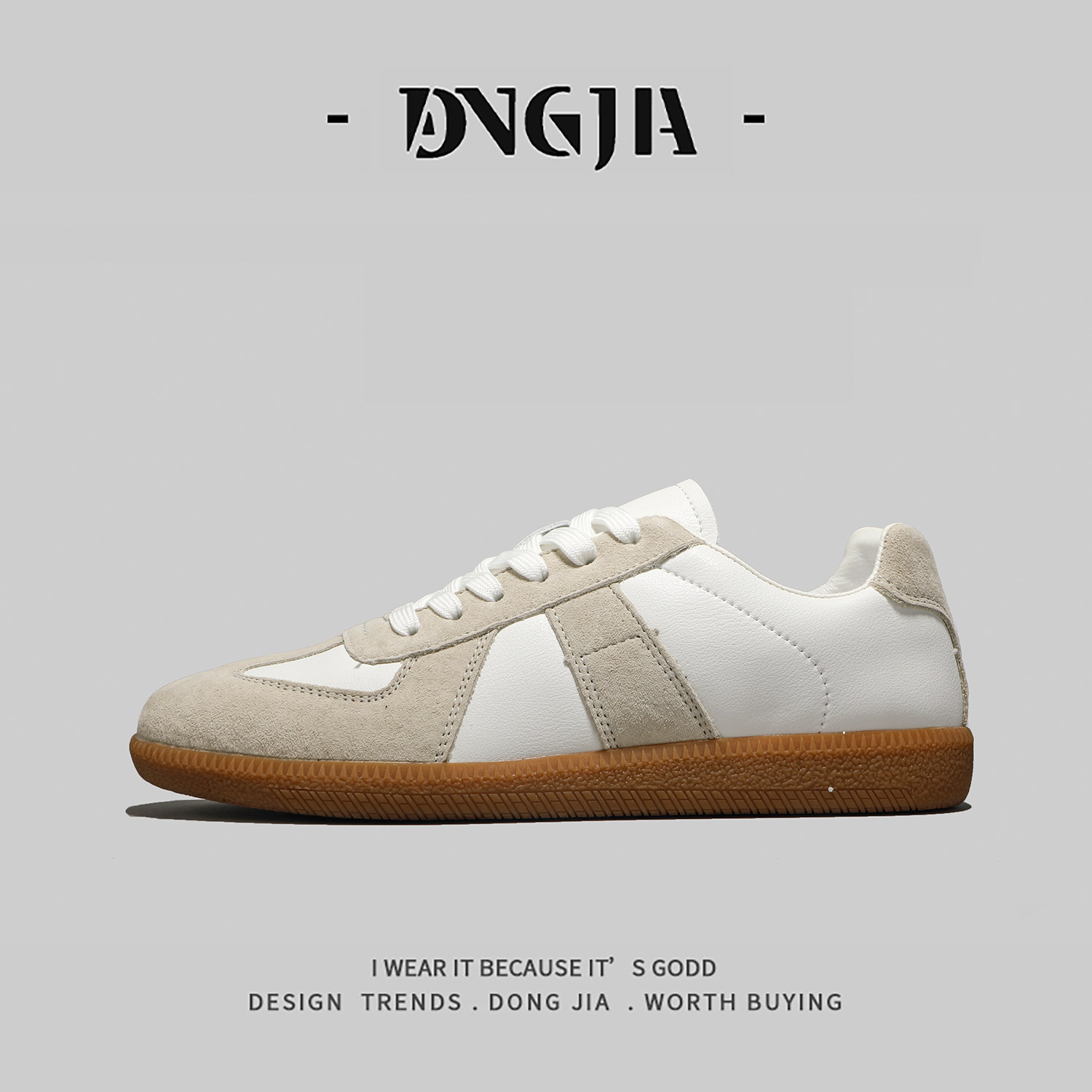 稀缺好货~外贸日本单德训鞋男款美拉德复古真皮拼接阿甘平底板鞋