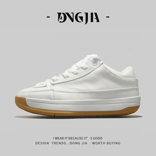 外贸美式板鞋男2026春季新款高级感厚底小白鞋帆布阿甘运动休闲鞋