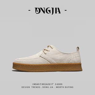 外贸日本单老钱风休闲板鞋男款英伦复古百搭真皮头层猪皮休闲皮鞋