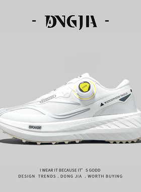 外贸高品质旋转扣运动鞋男女款超轻软底减震碳板跑步鞋白色休闲鞋